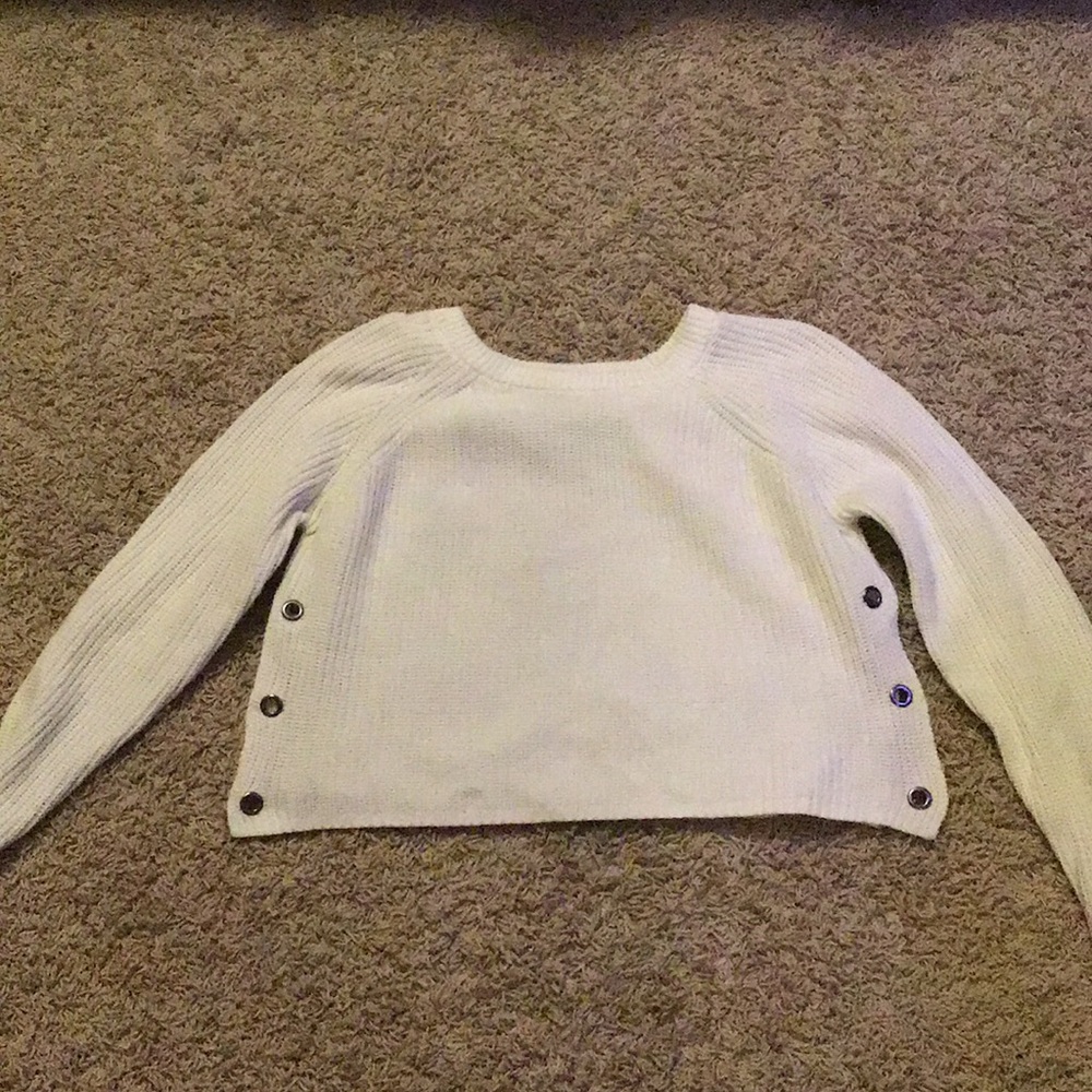 white sweater with open sides